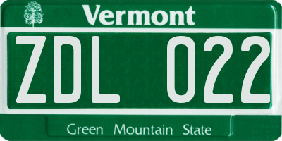 VT license plate ZDL022
