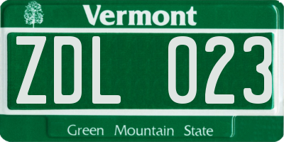 VT license plate ZDL023