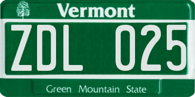 VT license plate ZDL025