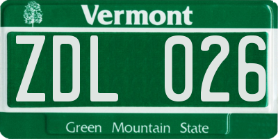 VT license plate ZDL026