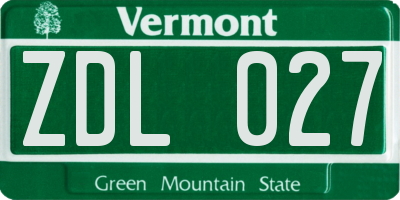 VT license plate ZDL027