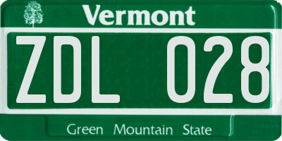 VT license plate ZDL028