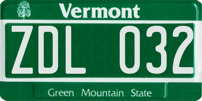 VT license plate ZDL032