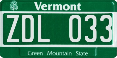VT license plate ZDL033