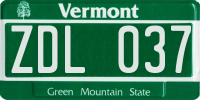 VT license plate ZDL037