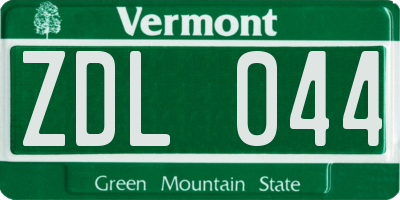VT license plate ZDL044