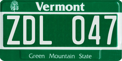 VT license plate ZDL047