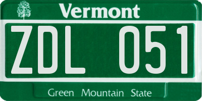 VT license plate ZDL051