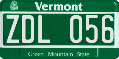 VT license plate ZDL056