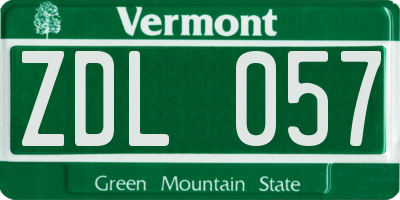 VT license plate ZDL057