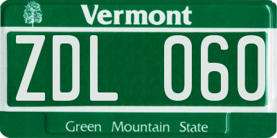 VT license plate ZDL060