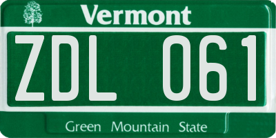 VT license plate ZDL061