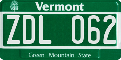 VT license plate ZDL062