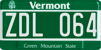 VT license plate ZDL064