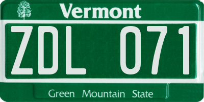 VT license plate ZDL071