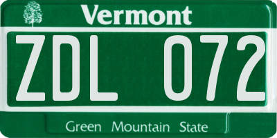 VT license plate ZDL072