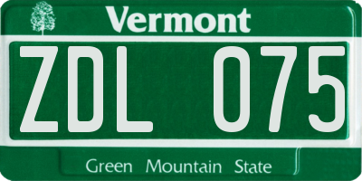 VT license plate ZDL075
