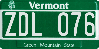 VT license plate ZDL076