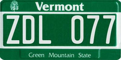 VT license plate ZDL077