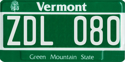 VT license plate ZDL080