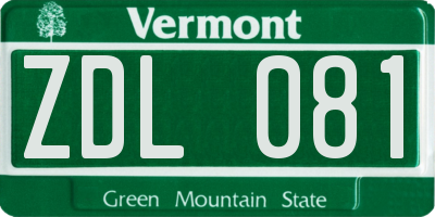 VT license plate ZDL081