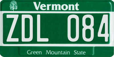 VT license plate ZDL084