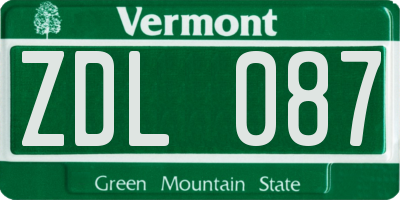 VT license plate ZDL087