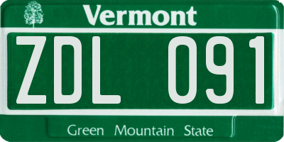 VT license plate ZDL091