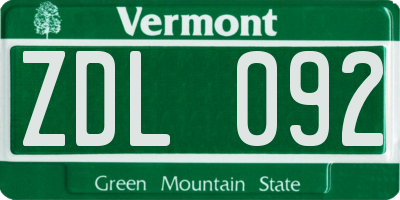 VT license plate ZDL092