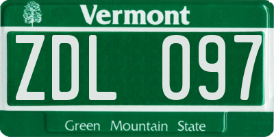 VT license plate ZDL097