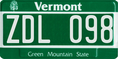 VT license plate ZDL098