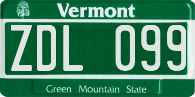 VT license plate ZDL099