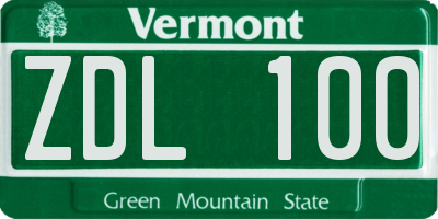 VT license plate ZDL100