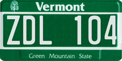 VT license plate ZDL104
