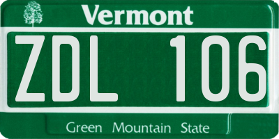 VT license plate ZDL106