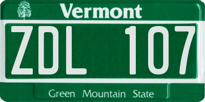 VT license plate ZDL107