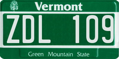 VT license plate ZDL109