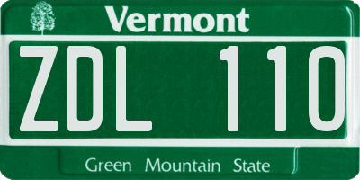 VT license plate ZDL110
