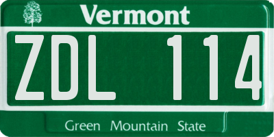 VT license plate ZDL114