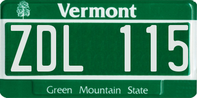 VT license plate ZDL115