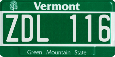 VT license plate ZDL116