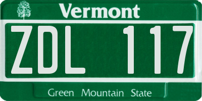 VT license plate ZDL117