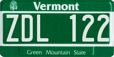 VT license plate ZDL122
