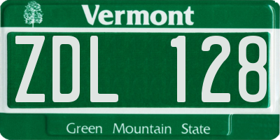 VT license plate ZDL128