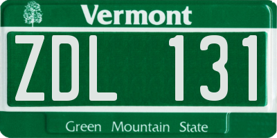 VT license plate ZDL131