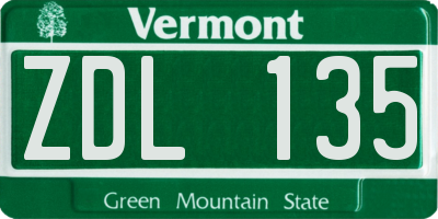 VT license plate ZDL135