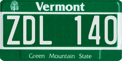 VT license plate ZDL140