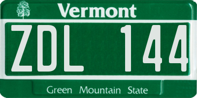 VT license plate ZDL144