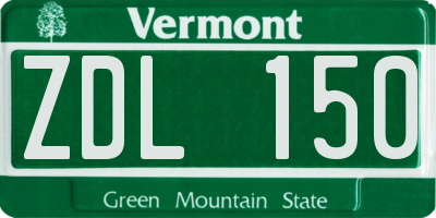 VT license plate ZDL150