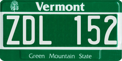 VT license plate ZDL152